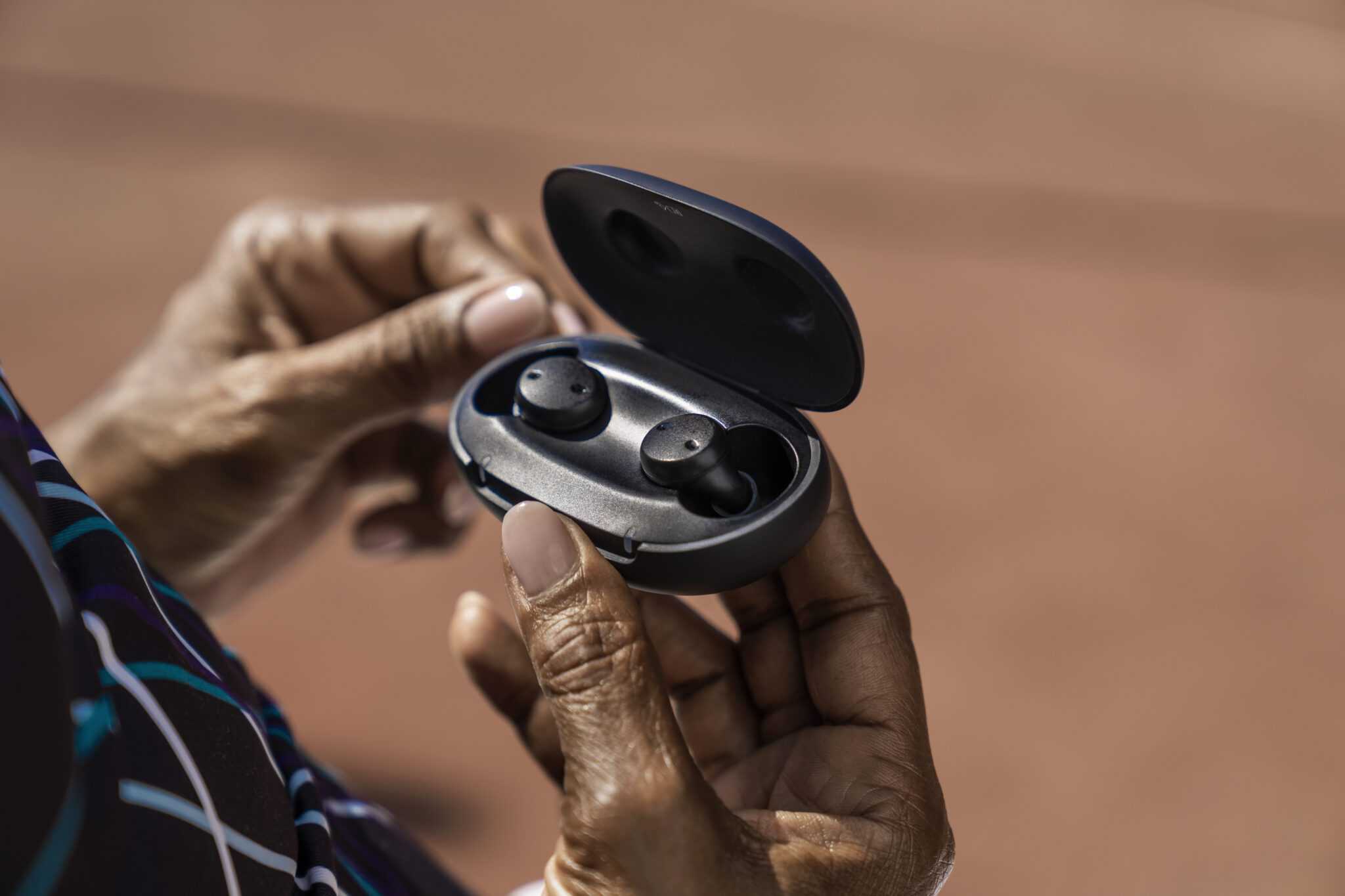 hearing aids in charging case